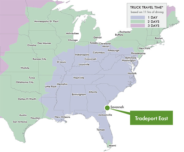 Truck travel time map