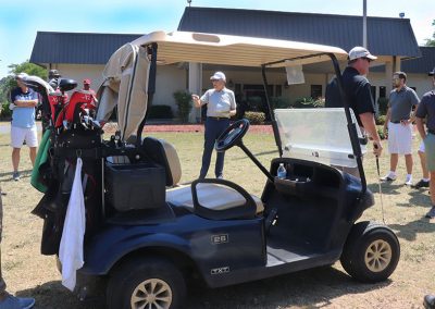 Golfers prepare to play