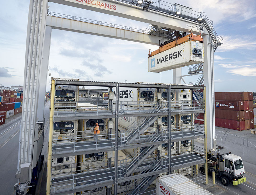 Photo shows a refrigerated container rack GPA's Garden City Terminal.